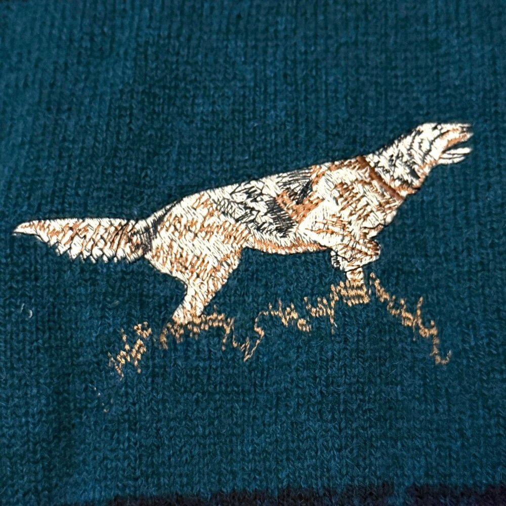 Vintage Woolrich Hunting Dog Embroidered Wool Winter Sweater Excellent Condition - Picture 3 of 14